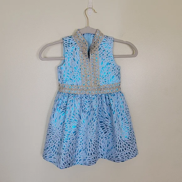 lilly pulitzer mini franci dress Lilly Pulitzer Mini Franci Dress Blue Lagoon Jacquard Size 5